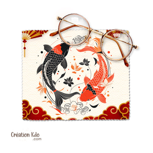 Essuie-lunette Japonais Carpe Koï - Microfibre Design Zen chiffonnette