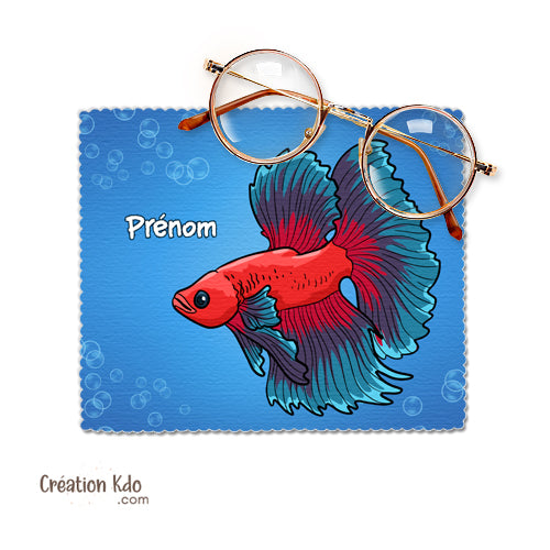 Essuie-lunette thème Betta Combattant rouge Chiffonnette en microfibre