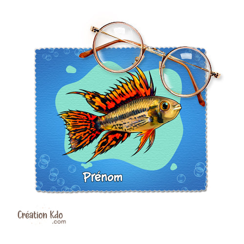 Essuie-lunette personnalisé poisson cichlidé Apistogramma perroquet Cacatuoides chiffonnette
