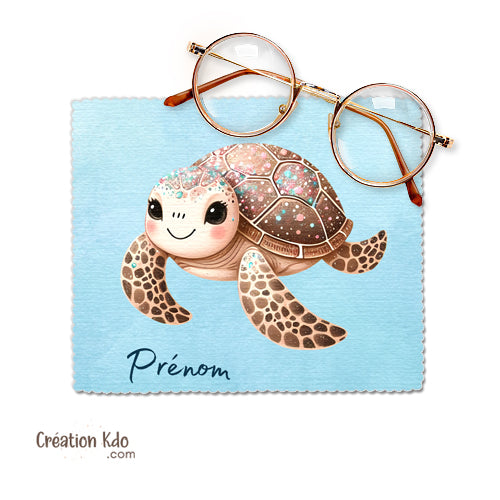 Chiffonnette Lunettes Tortue marine| Microfibre souple accessoire pratique chiffon personnalisé