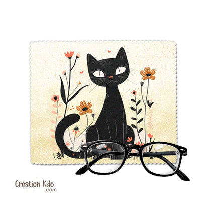 chiffon à lunettes chat noir chiffonnette chaton essuie lunette lingette chamoisine