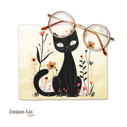 chiffon à lunettes chat noir chiffonnette chaton essuie lunette lingette chamoisine