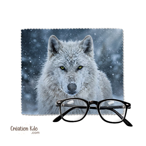 Essuie-Lunettes Loup Blanc en Microfibre - Chiffon de Nettoyage