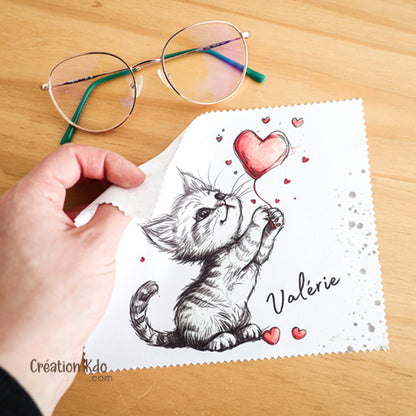 essui lunette chat chiffonnette chaton microfibre petit chiffon écran smartphone et optique