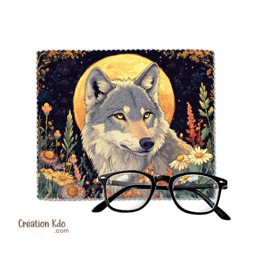 essuie lunette motif loup chiffonnette microfibre lingette nettoyante tissu écrans téléphone