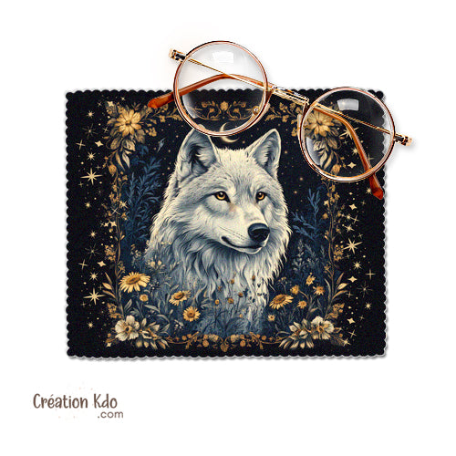 essuie lunette nettoyante motif loup chiffonnette microfibre lingette tissu écrans téléphone