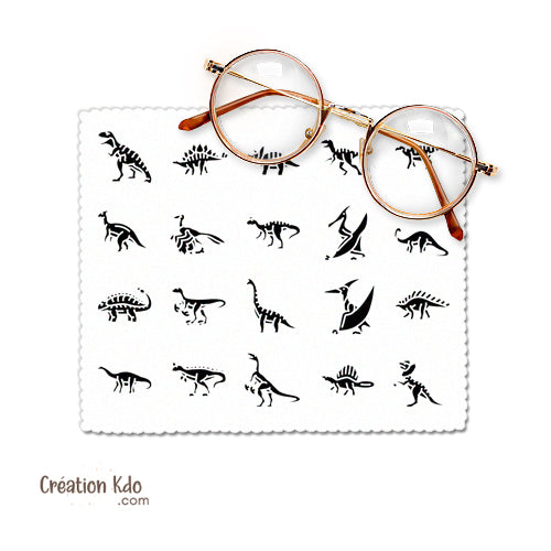 essuie lunette personnalisé dinosaure chiffonnette petit chiffon à lunette écran motif dino pictogram