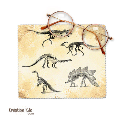 essuie lunette personnalisé dinosaure chiffonnette petit chiffon à lunette écran fossile squelette