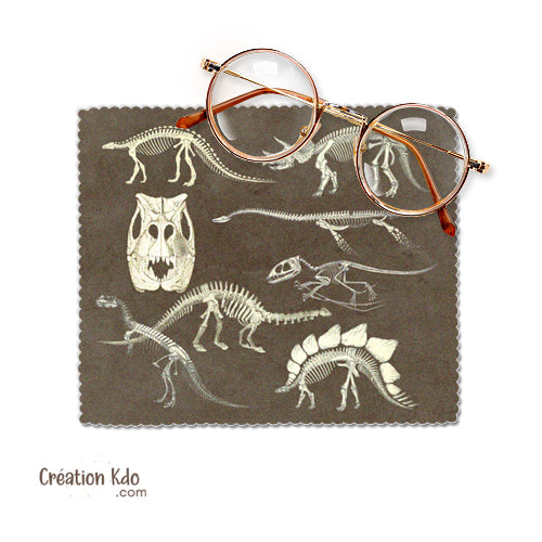 essuie lunette personnalisé dinosaure chiffonnette fossile petit chiffon à lunette écran