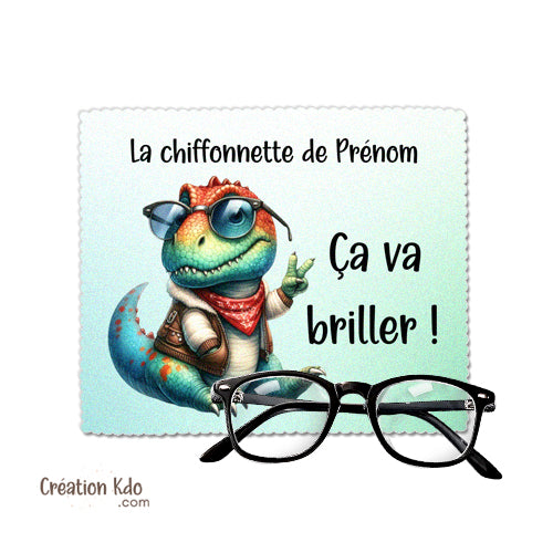 essuie lunette personnalisé dinosaure chiffonnette petit chiffon à lunette écran