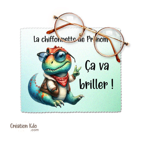 essuie lunette personnalisé dinosaure chiffonnette petit chiffon à lunette écran