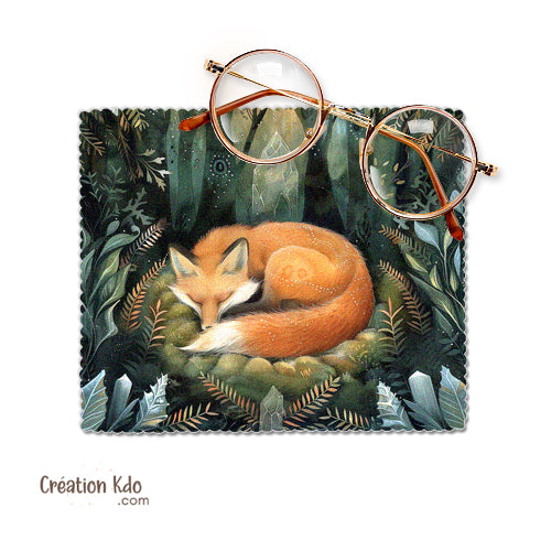 chiffonnette renard roux cadeau microfibre essuie lunette nettoyante motif renardeau