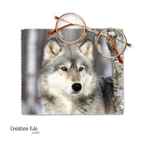 chiffonnette microfibre essuie lunette nettoyante motif loup lingette tissu écrans téléphone