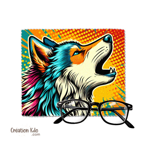 essuie lunette motif loup cartoon comics chiffonnette microfibre lingette nettoyante tissu écrans téléphone