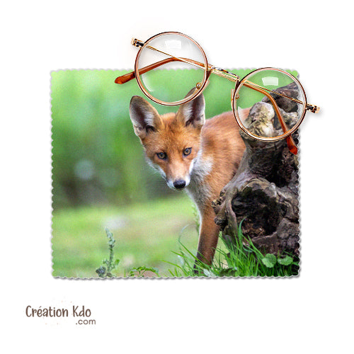 chiffonnette renard roux cadeau microfibre essuie lunette nettoyante motif renardeau