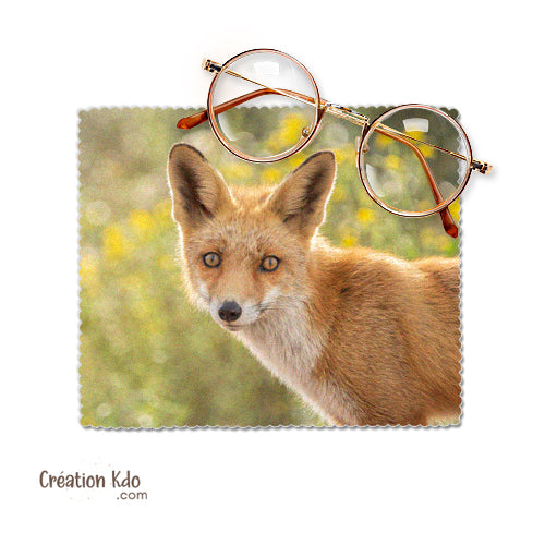 chiffonnette renard roux cadeau microfibre essuie lunette nettoyante motif renardeau