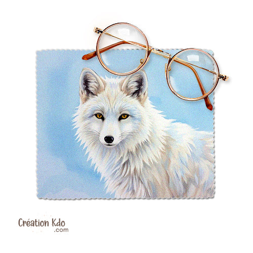 chiffonnette microfibre essuie lunette nettoyante motif renard polaire