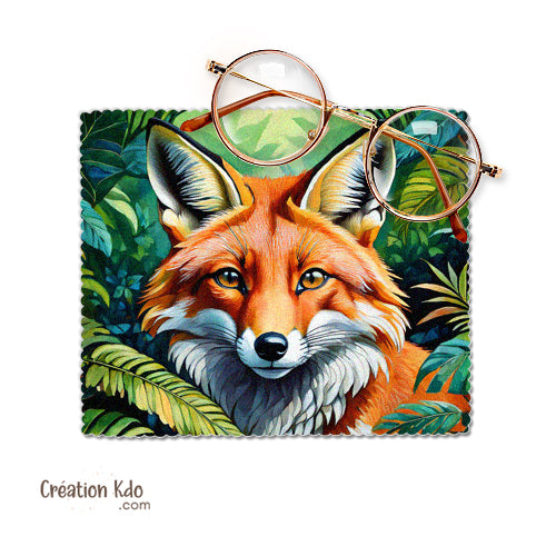 chiffonnette microfibre essuie lunette nettoyante motif renard roux