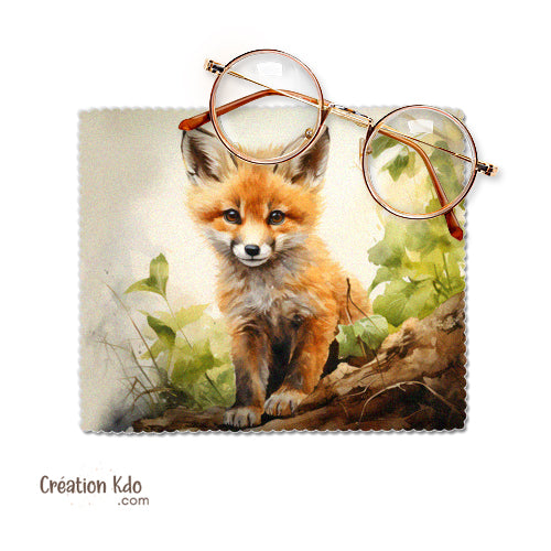chiffonnette renard roux cadeau microfibre essuie lunette nettoyante motif renardeau