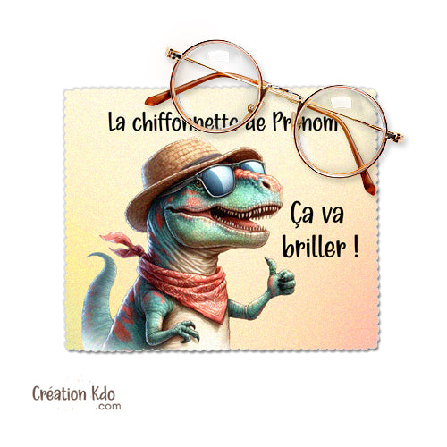 essuie lunette personnalisé dinosaure chiffonnette petit chiffon à lunette écran