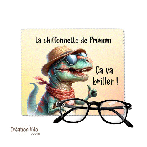 essuie lunette personnalisé dinosaure chiffonnette petit chiffon à lunette écran