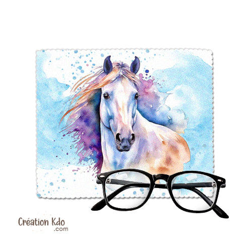 essui lunette personnalisé cheval microfibre chevaux cadeau chiffonnette écran 