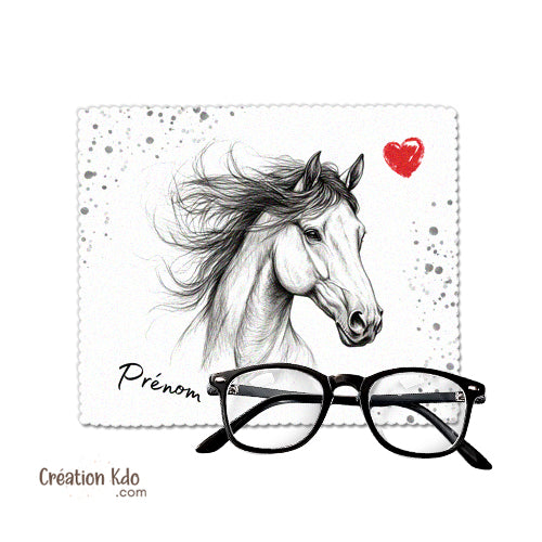 essui lunette personnalisé cheval microfibre chevaux cadeau chiffonnette écran 