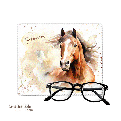 essui lunette personnalisé cheval microfibre chevaux cadeau chiffonnette écran 