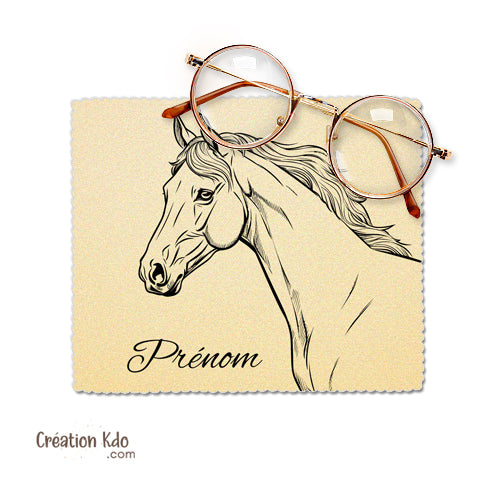 essui lunette personnalisé cheval microfibre chiffonnette écran 