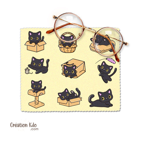 essui lunette personnalisé humour chat noir microfibre chiffonnette écran 