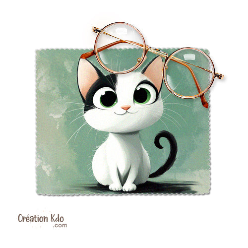 essui lunette personnalisé chat microfibre chiffonnette écran 