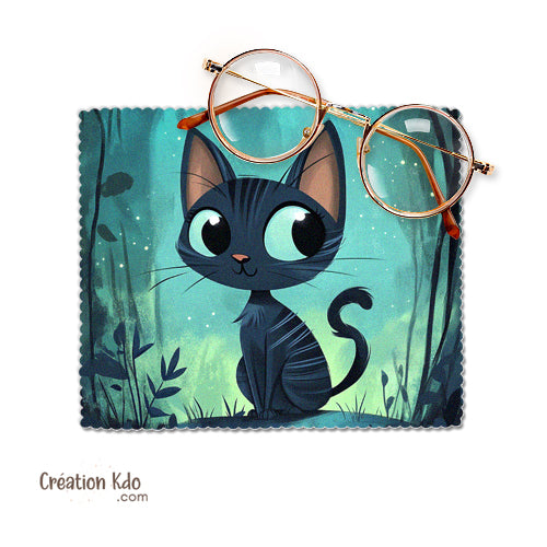 essui lunette personnalisé chat microfibre chiffonnette écran 