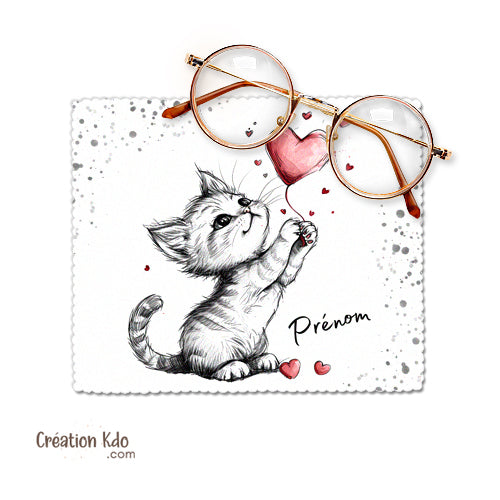 Essuie-lunette personnalisé motif chat avec un ballon chiffonnette