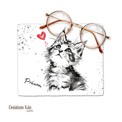 essui lunette personnalisé chat microfibre chiffonnette écran chamoisine