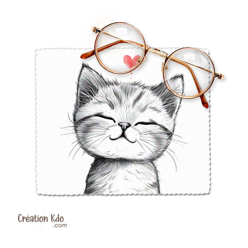 essuie lunette personnalisé chat microfibre chiffonnette écran 