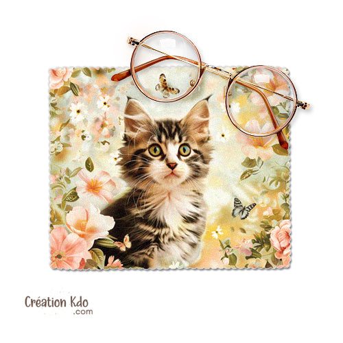 essui lunette personnalisé chat microfibre chiffonnette écran 