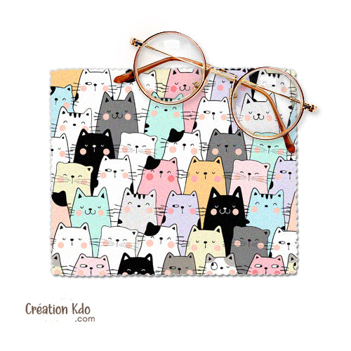 essui lunette personnalisé chat motifs microfibre chiffonnette écran 