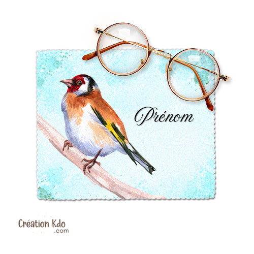 essuie lunette chiffonnette microfibre écran motif oiseau chardonneret