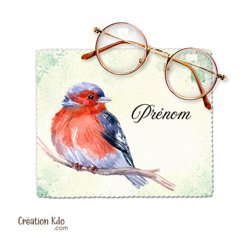 essuie lunette chiffonnette microfibre écran motif oiseau pinson des arbres