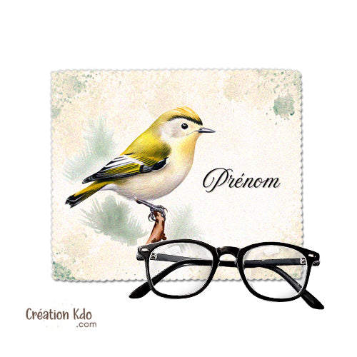 essuie lunette chiffonnette microfibre écran motif oiseau roitelet