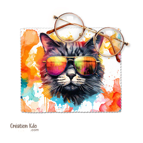essui lunette personnalisé chat microfibre chiffonnette écran 