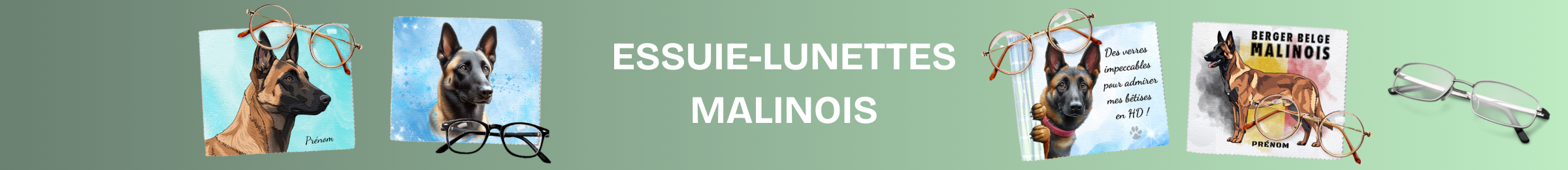 essuie lunette malinois chiffonnette microfibre personnalisé