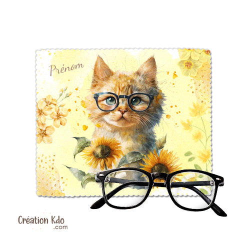 chiffon à lunettes personnalisé essuie-lunette chiffonnette écran motif chat