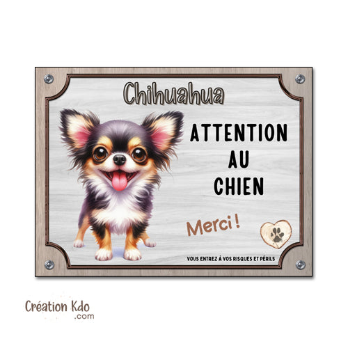 plaque chihuahua attention au chien panneau je monte la garde pancarte