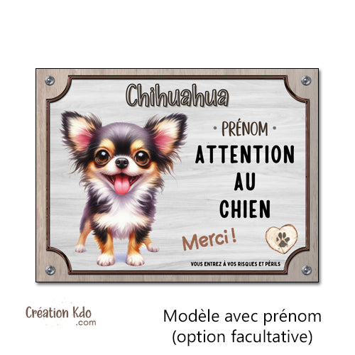 plaque chihuahua attention au chien panneau je monte la garde pancarte personnalisé