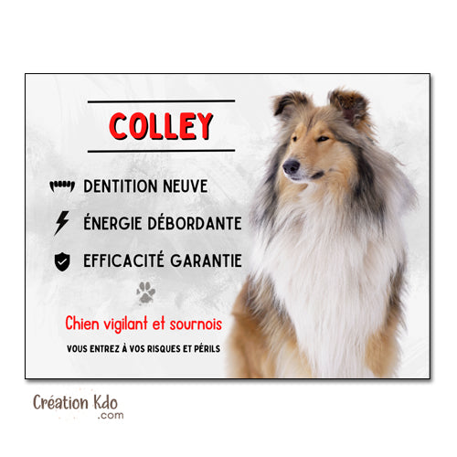 plaque colley attention au chien panneau portail monte la garde