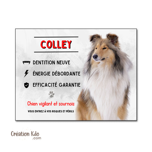 plaque colley attention au chien panneau portail monte la garde