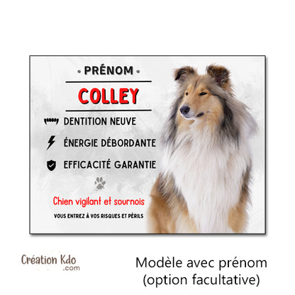 plaque colley attention au chien panneau portail monte la garde personnalisé