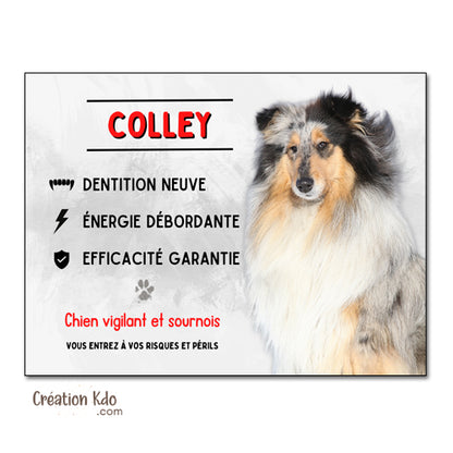colley tricolore panneau attention au chien plaque monte la garde