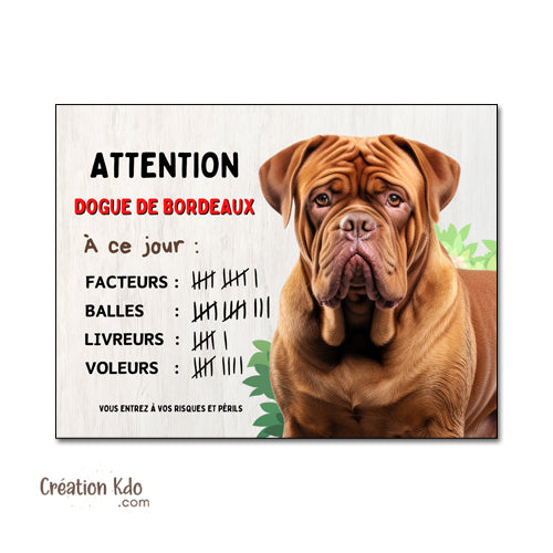 plaque dogue de bordeaux panneau je monte la garde pancarte chien humour à ce jour facteurs